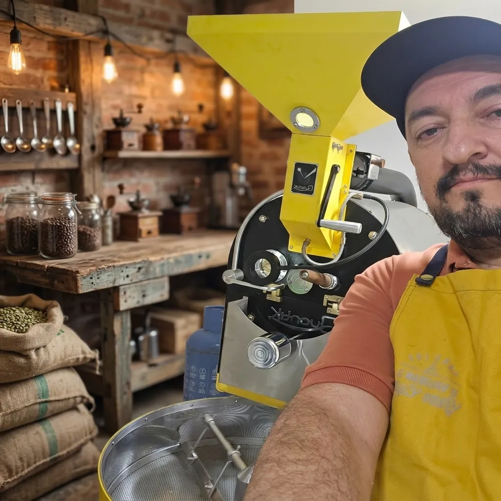 William tostando café